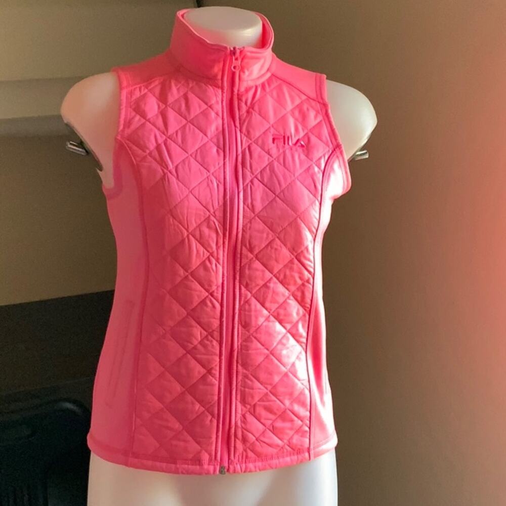 Fila sport neon pink zippered vest girls L (14)